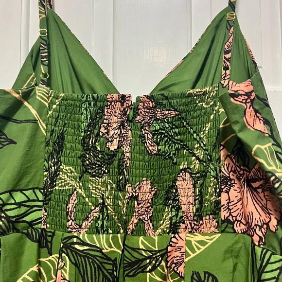 NWT Anthropologie Hutch Green Cutout Bubble-Hem Midi Dress